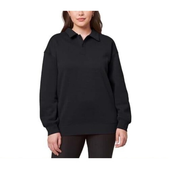 Mondetta Collared Relaxed Fit Soft Fleece, Black, S - Picture 1 of 3